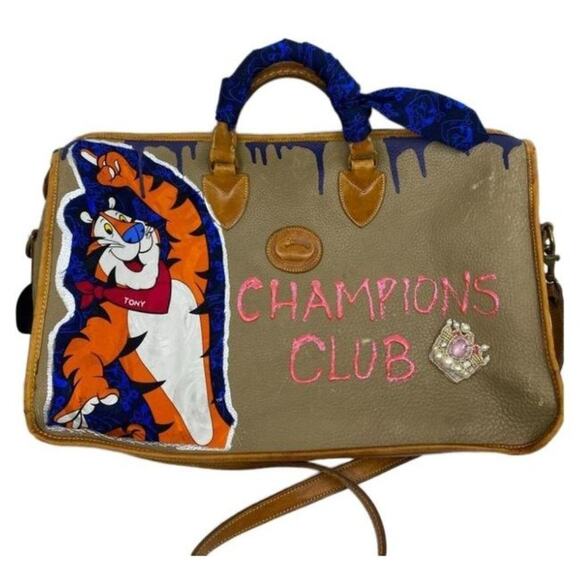 Dooney & Bourke Handbags - Dooney And Bourke Vintage Large Customized Blue Brown Leather Cross Body…